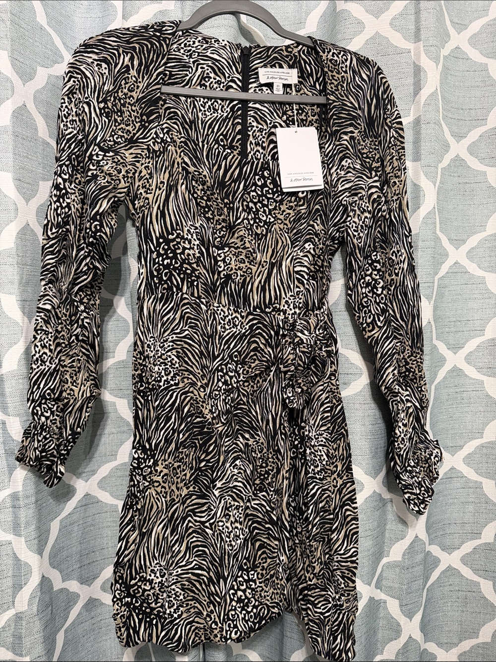 & Other Stories Black and Cream Wrap Dress